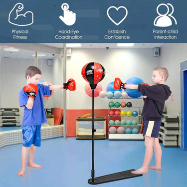 KIDS BOXING STAND GLOVES & PUMP (HEIGHT-ADJUSTABLE)